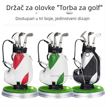 Uredska dekoracija u stilu golf kluba i torbe, držač olovke i mali ukras za stol
