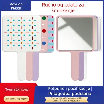 Ručni ogledalo za šminku s držalom, prenosno kvadratno malo ogledalo za dotjerivanje u pokretu, prilagodljivo na narudžbu