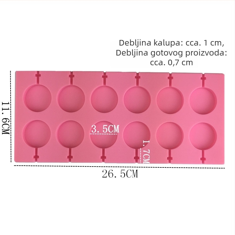 12-komorna silikonska forma za lizalice i čokoladu, pravokutna kalupa za pečenje