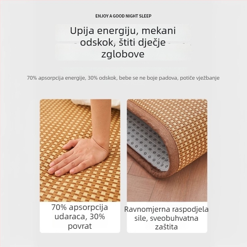 Ljetna slamnata prostirka za spavanje u tatami stilu, kvadratni oblik, ručno pletena, za spavaću sobu, jednostavna za pohranu.