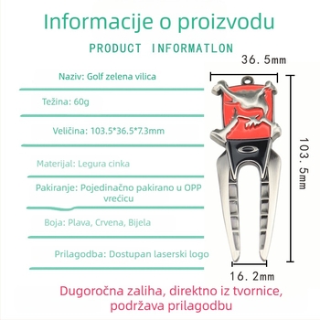 Zelena golf vilica od cinkove legure s emajlom i prilagodljivim logotipom