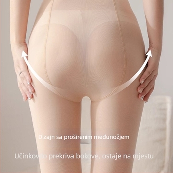Plus-size leggings za sve sezone, visoki struk, potpora od čeličnih vlakana za oblikovanje nogu i stražnjice, protuklizne točkice, sjajan izgled golih nogu