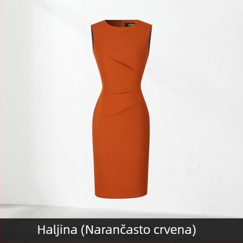 Narančasti set kostim- haljina za žene, profesionalna poslovna odjeća, elegantna radna odjeća