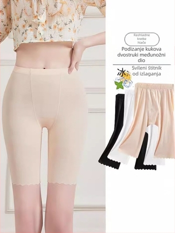 Ljetne Capri hlače od Ice Silk, tanke i elastične, s ugrađenom podstavom za donje rublje, 2u1 dizajn, sprječavaju prozirnost