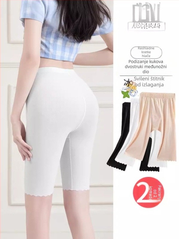 Ljetne Capri hlače od Ice Silk, tanke i elastične, s ugrađenom podstavom za donje rublje, 2u1 dizajn, sprječavaju prozirnost