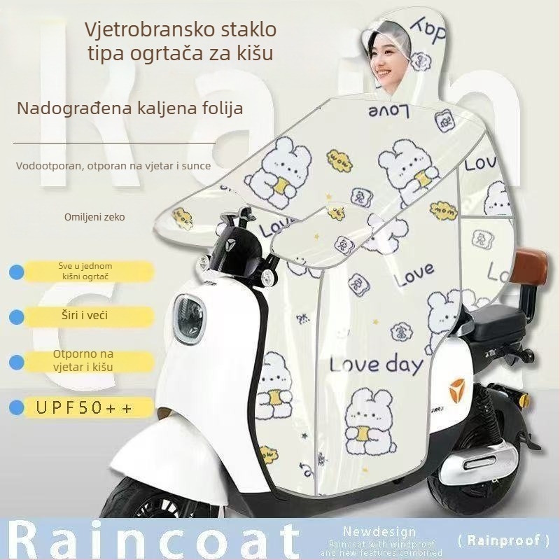 Pokrov za zaštitu od vjetra za električna vozila — sve sezone, zaštita od sunca, vodootporan, integrirani kišni kaput za električna bicikla i motocikl