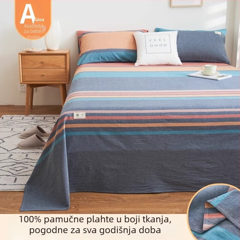 3-dijelni set posteljine od 100% pamuka, boja na pređu, ljetna upotreba, za jednokrevetne i dvokrevetne krevete, kućna/studentska soba, oprani pamuk