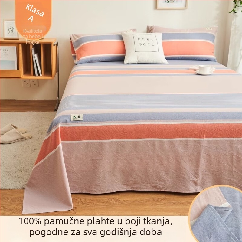 3-dijelni set posteljine od 100% pamuka, boja na pređu, ljetna upotreba, za jednokrevetne i dvokrevetne krevete, kućna/studentska soba, oprani pamuk