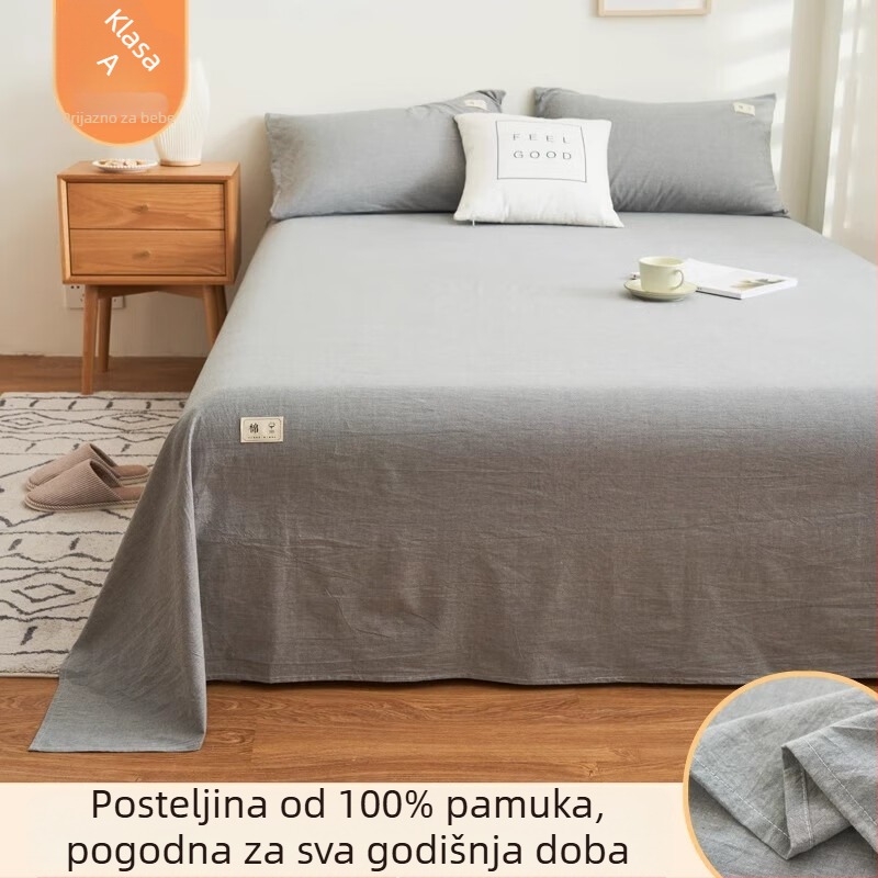 3-dijelni set posteljine od 100% pamuka, boja na pređu, ljetna upotreba, za jednokrevetne i dvokrevetne krevete, kućna/studentska soba, oprani pamuk