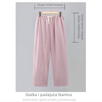 Ženske pamučne ljetne hlače, lagane i udobne, visoki struk, elastičan pojas, dužina 3/4