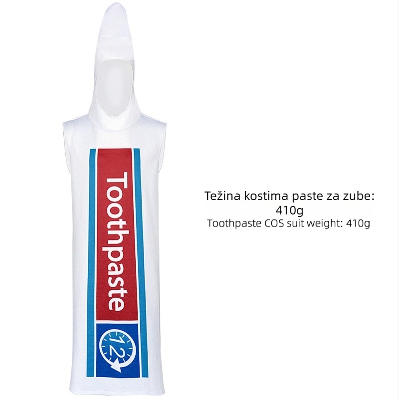 Cosplay set paste za zube i četkicu za zube, zabavan jednokatni kostim za Halloween zabavu