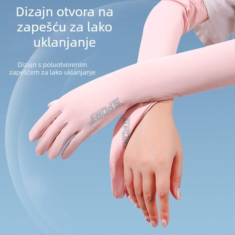 Ženske zaštitne rukavice za sunce s UV zaštitom, od ice silk materijala, produženi rukavi za vožnju i aktivnosti na otvorenom ljeti, protiv klizanja