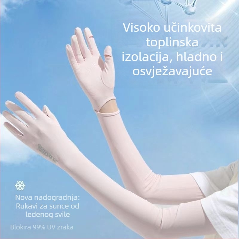 Ženske zaštitne rukavice za sunce s UV zaštitom, od ice silk materijala, produženi rukavi za vožnju i aktivnosti na otvorenom ljeti, protiv klizanja