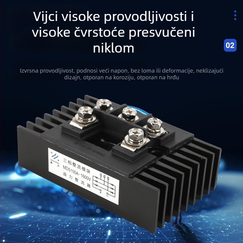 MDS100A trofazni mostovski sklop s aluminijskom osnovnom pločom i ugrađenim hladnjakom, integrirani proširivač dosega, ispravljački most za indukcijsko grijanje.