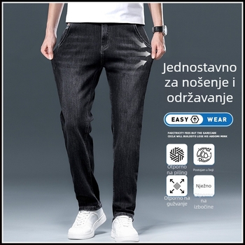 Muške crne traperice, ravnog kroja, s elastanom, casual za proljeće