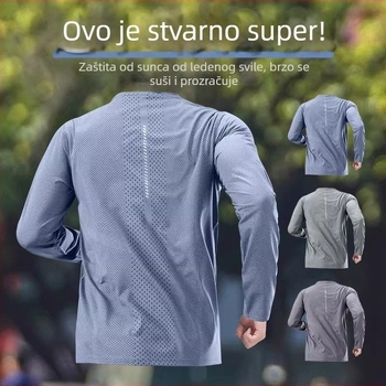 Muška lagana, tanka i brzo sušeća majica s dugim rukavima, UV zaštita, prozračna za trčanje i trening
