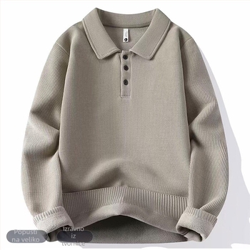 Muški polo s flis podlogom, topli zimski pleteni komad za mlade