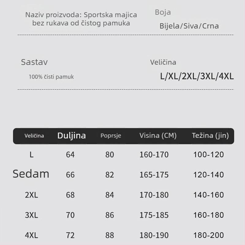 Muški tank top od 100% pamuka, težine 240 g, ribasta tekstura, slobodan kroj, jednobojan, bez rukava, prozračan za ljeto