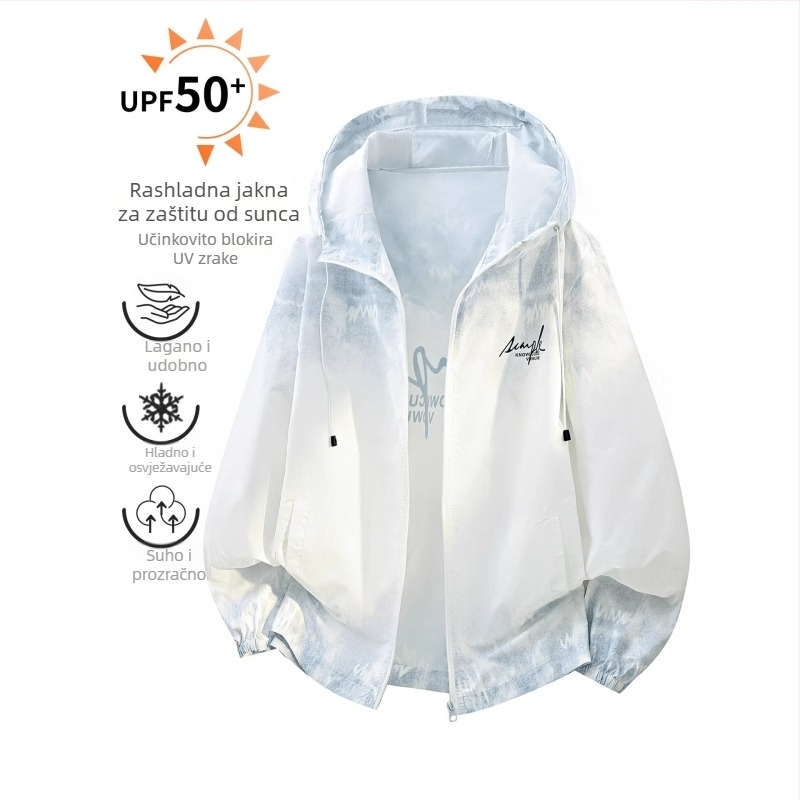 Muška kapuljača jakna za sunčevu zaštitu, ljeto, prozračni Ice Silk materijal, širok kroj