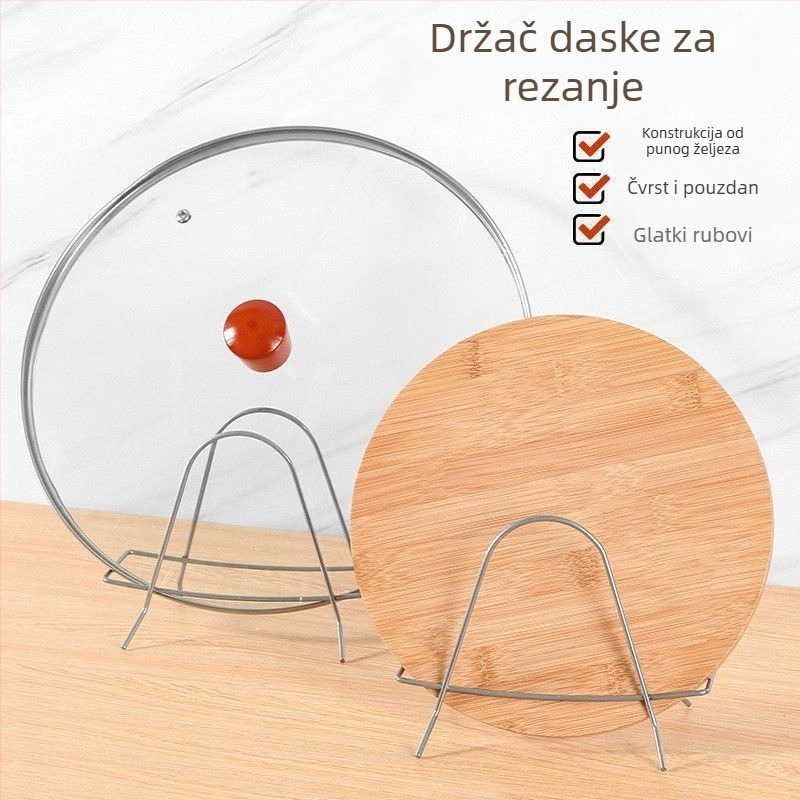 Čelični držač poklopaca lonaca, ojačani – višenamjenski organizator radne površine za daske za rezanje, žlice i spatule