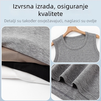 Muški bijeli tank top od Lyocell, sportski bez rukava, donji sloj s širokim ramenima