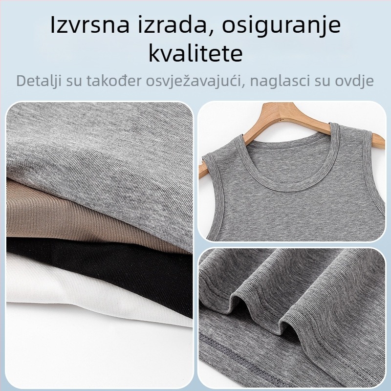 Muški bijeli tank top od Lyocell, sportski bez rukava, donji sloj s širokim ramenima