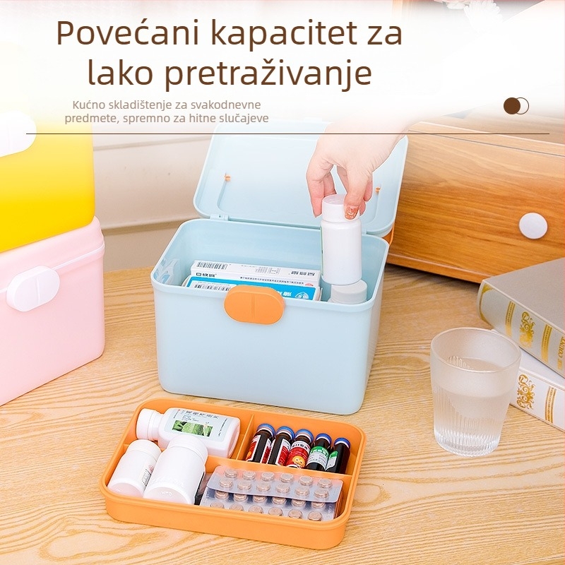 Kućna kutija za lijekove velikog kapaciteta s više slojeva za pohranu u hitnim medicinskim situacijama