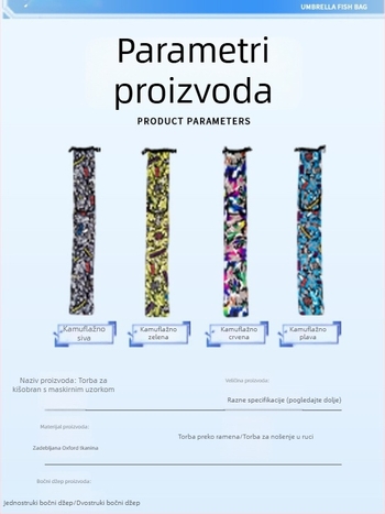Sklopiva torba od Oxford platna za ribarske štapove, velika kapaciteta, torba za kišobran i ribolovnu opremu, prenosiva