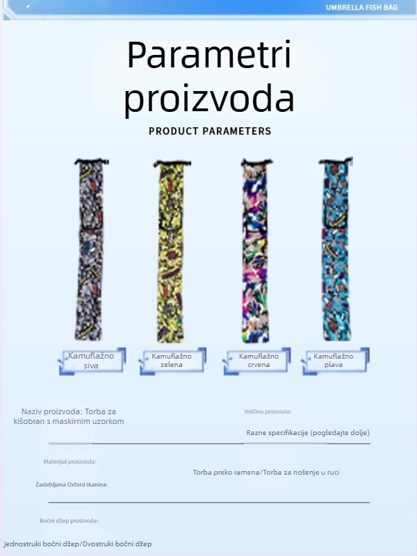 Sklopiva torba od Oxford platna za ribarske štapove, velika kapaciteta, torba za kišobran i ribolovnu opremu, prenosiva