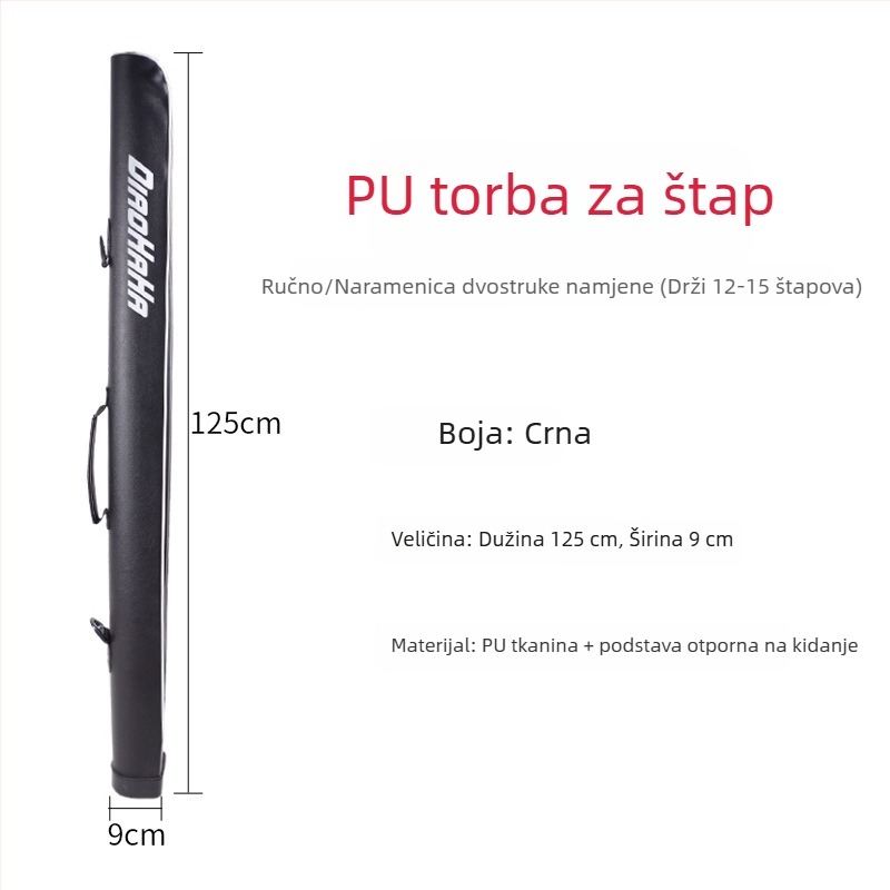 PU tvrda torba za štapove, vodootporna, jednoslojna, duljine 1,25 m i 1,2 m, skladištenje opreme za ribolov