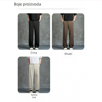 Muške hlače za poslovni casual, jesen-zima, duge, ravne i široke, jednobojne
