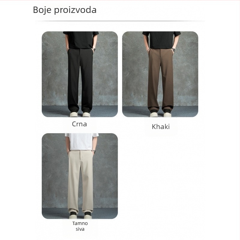 Muške hlače za poslovni casual, jesen-zima, duge, ravne i široke, jednobojne