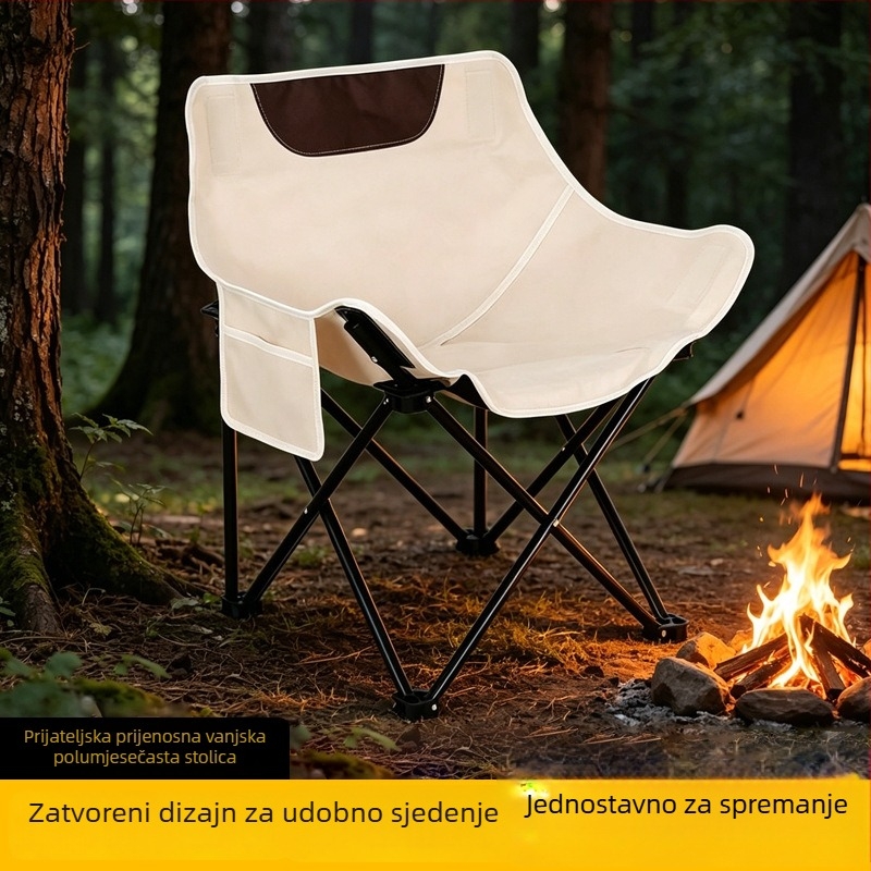 Moon Chair s niskim naslonom za piknik i kampiranje, prijenosni sklopivi vanjski stolac