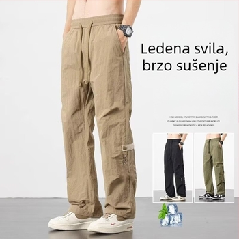 Muške hlače američkog stila, funkcionalne, brzo sušeće, lagane za ljeto, ravnog kroja, cargo hlače, casual duge