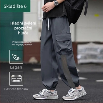 Široke radne hlače za mlade, lagane ljetne muške casual hlače