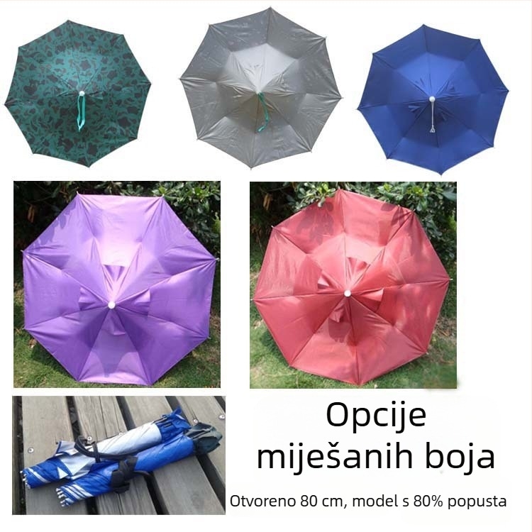Kišobran za glavu, sklapanje, kišobran za zaštitu od sunca za rad na otvorenom, reklamni kišobran s logotipom, ribolovni kišobran, okvir od željeza s 8 rebara