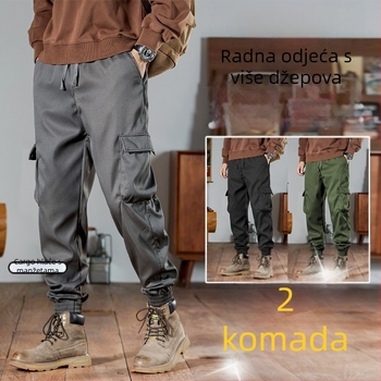 Muške hlače za rad s opuštenim krojem, japanskog stila, široke nogavice, jogger, za posao, sport i casual, jesen