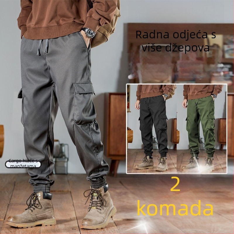 Muške hlače za rad s opuštenim krojem, japanskog stila, široke nogavice, jogger, za posao, sport i casual, jesen