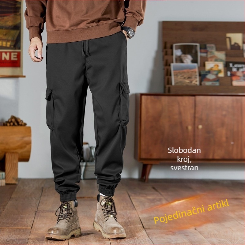Muške hlače za rad s opuštenim krojem, japanskog stila, široke nogavice, jogger, za posao, sport i casual, jesen
