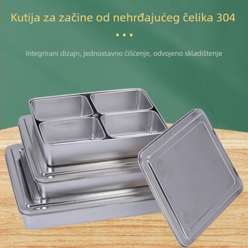 Posuda za začine od nehrđajućeg čelika s dvodijelnim poklopcem, kuhinjsko skladištenje za kućnu i restoran upotrebu, za začine i sastojke za desert