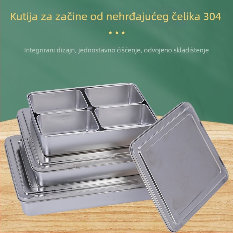 Posuda za začine od nehrđajućeg čelika s dvodijelnim poklopcem, kuhinjsko skladištenje za kućnu i restoran upotrebu, za začine i sastojke za desert