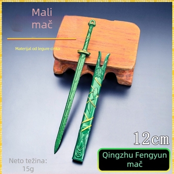 Drevni mini metalni oružje model, 12 cm, Bee Cloud mač — stolna dekoracija