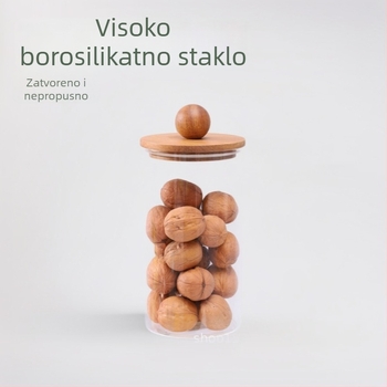 Staklena posuda za kavu s drvenim poklopcem i žličicom, posuda za pohranu zrna kave i kuhinjskih žitarica, kapacitet 800–1000 ml