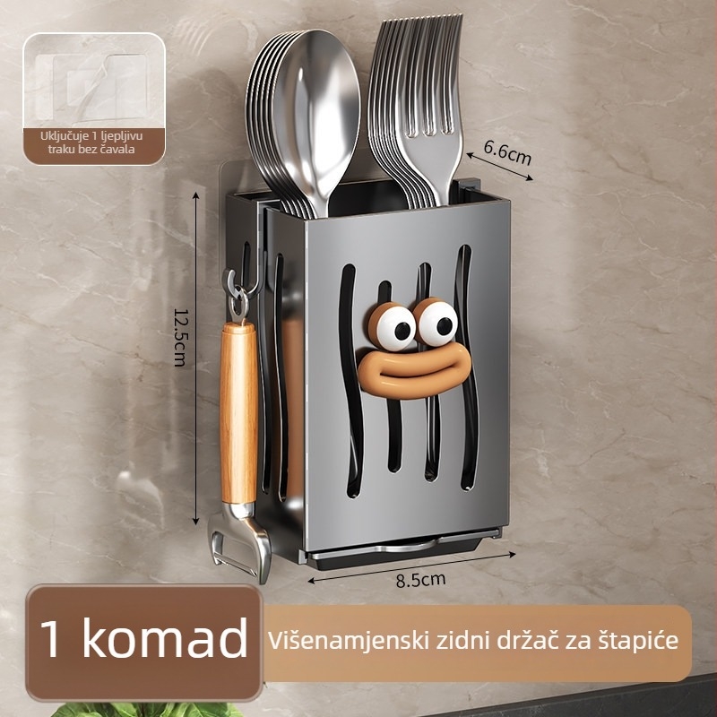 Kuhinjski zidni organizator posuđa – držač za štapiće i žlice, bez bušenja, za spatule i jušne žlice