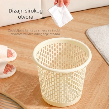 Kružni plastični koš za otpad bez poklopca, perforirani dizajn, kapacitet ispod 4 L, za kućnu uporabu