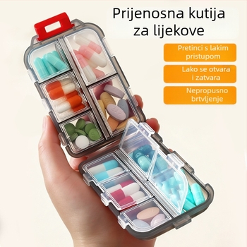 Prijenosni tjednični organizator lijekova s tri dnevne doze i pretinacima, s poklopcem