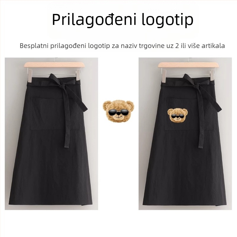 Muška pregača do pola dužine, za kuhare, vodootporna, za kuhinju i catering, radna uniforma, s tiskom logotipa