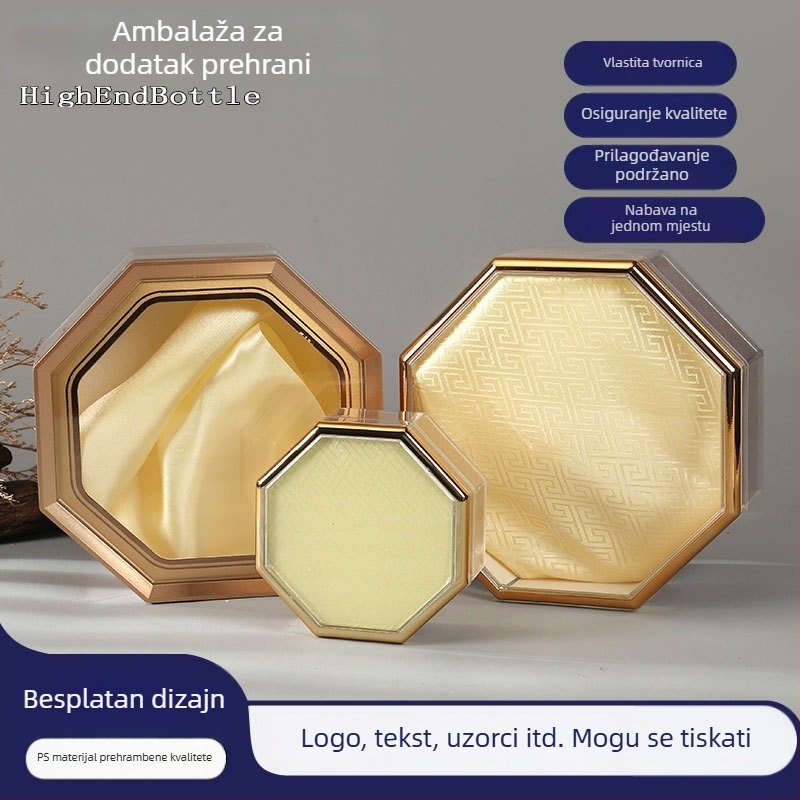 Prozirna akrilna oktogon kutija Deer Antler, Panax Notoginseng, Dendrobium, American Ginseng - poklon kutija s poklopcem