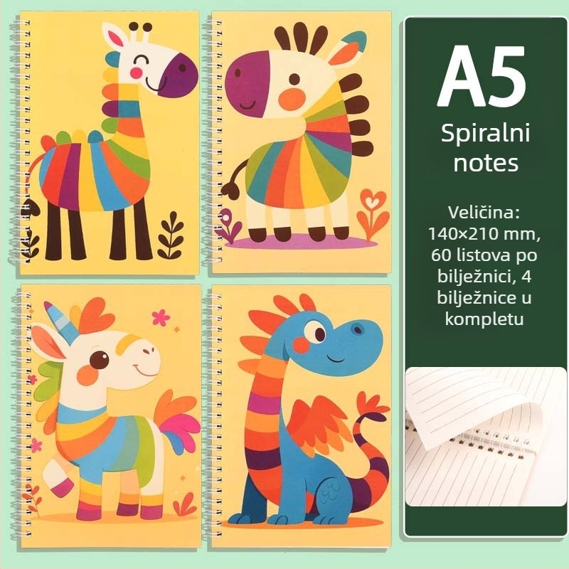 A5 spiralni blok s crtanim likovima za učenike, prijenosni dnevnik