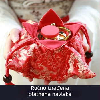 Torba za toplu vodu od čistog bakra s ručno izrađenim platnenim kućištem s otiskom, slatka držač za zagrijavanje ruke, dodatak u starinskom stilu Hanfu